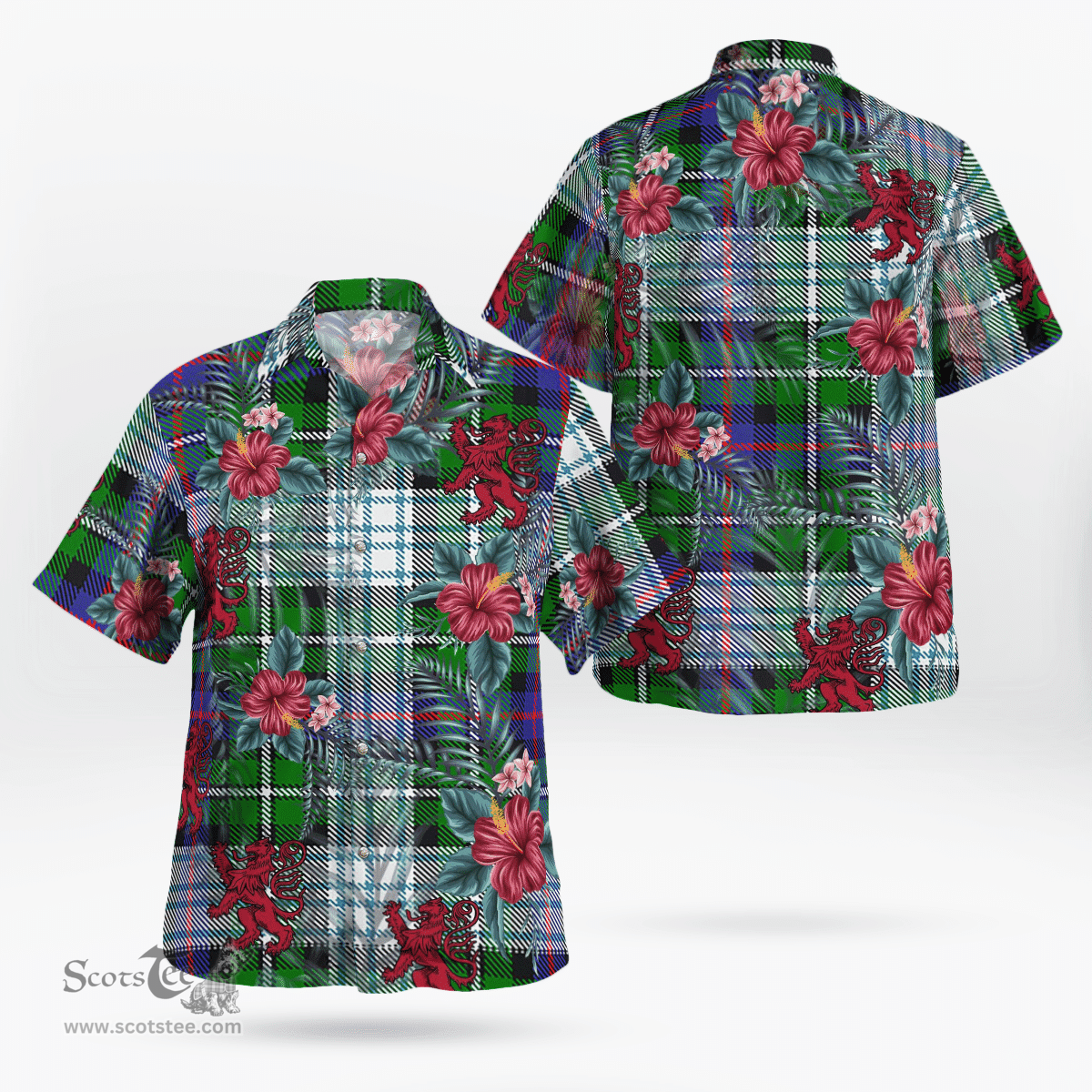 Scottish Clan MacKenzie Dress Modern Tartan Scottish Lion Hawaiian Shirt | Tartan Plaid Shirt Scottish Plaid Tartan Plaid - ScotsTee - scotstee.com