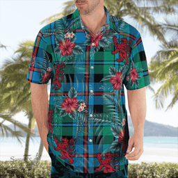 Scottish Clan Campbell of Cawdor Ancient Tartan Scottish Lion Hawaiian Shirt | Tartan Plaid Shirt Scottish Plaid Tartan Plaid - ScotsTee - scotstee.com