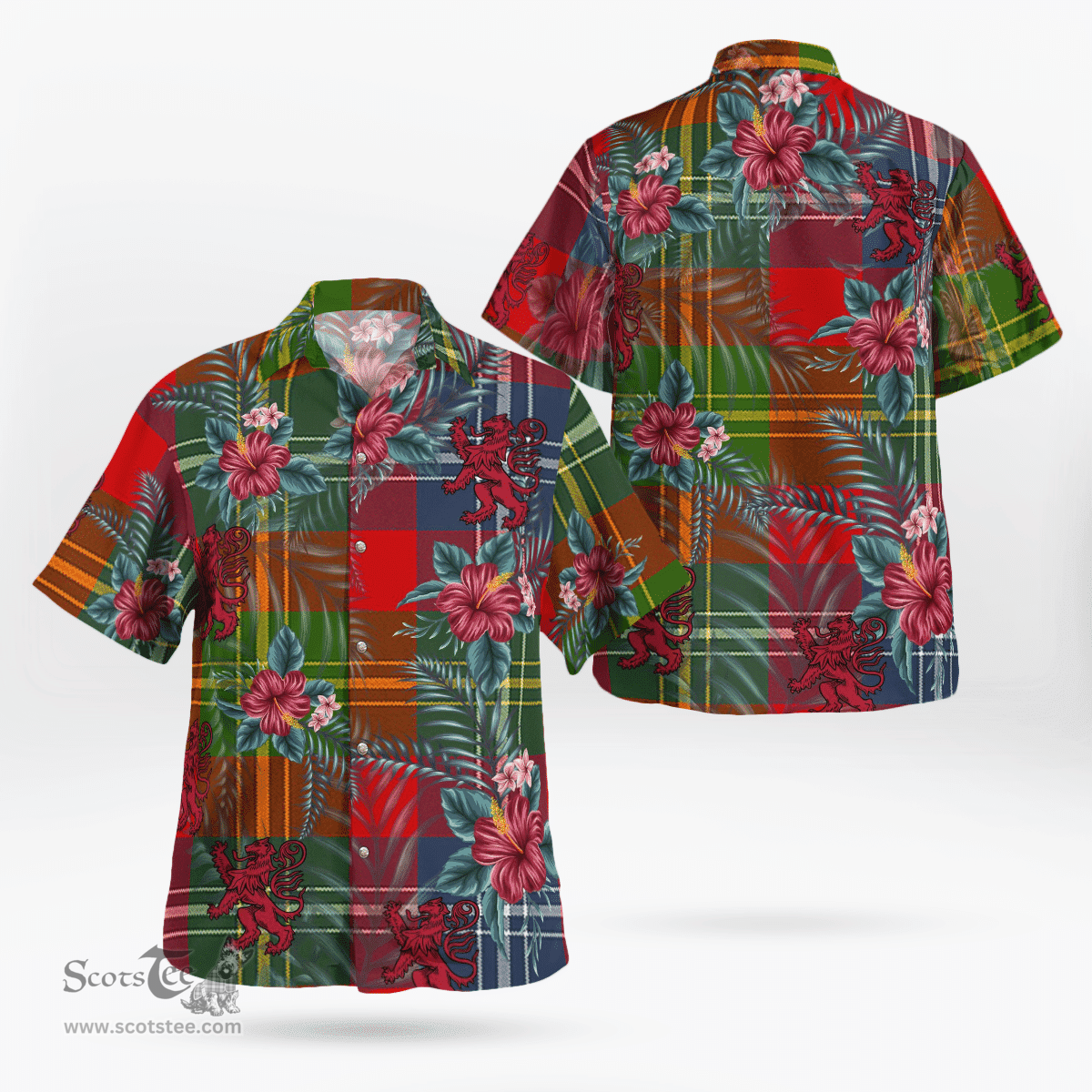 Scottish Clan Forrester Tartan Scottish Lion Hawaiian Shirt | Tartan Plaid Shirt Scottish Plaid Tartan Plaid - ScotsTee - scotstee.com