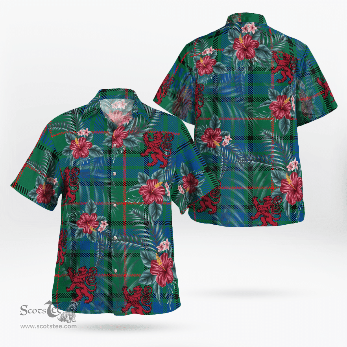 Scottish Clan Lauder Tartan Scottish Lion Hawaiian Shirt | Tartan Plaid Shirt Scottish Plaid Tartan Plaid - ScotsTee - scotstee.com