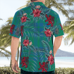 Scottish Clan Montgomery Ancient Tartan Scottish Lion Hawaiian Shirt | Tartan Plaid Shirt Scottish Plaid Tartan Plaid - ScotsTee - scotstee.com