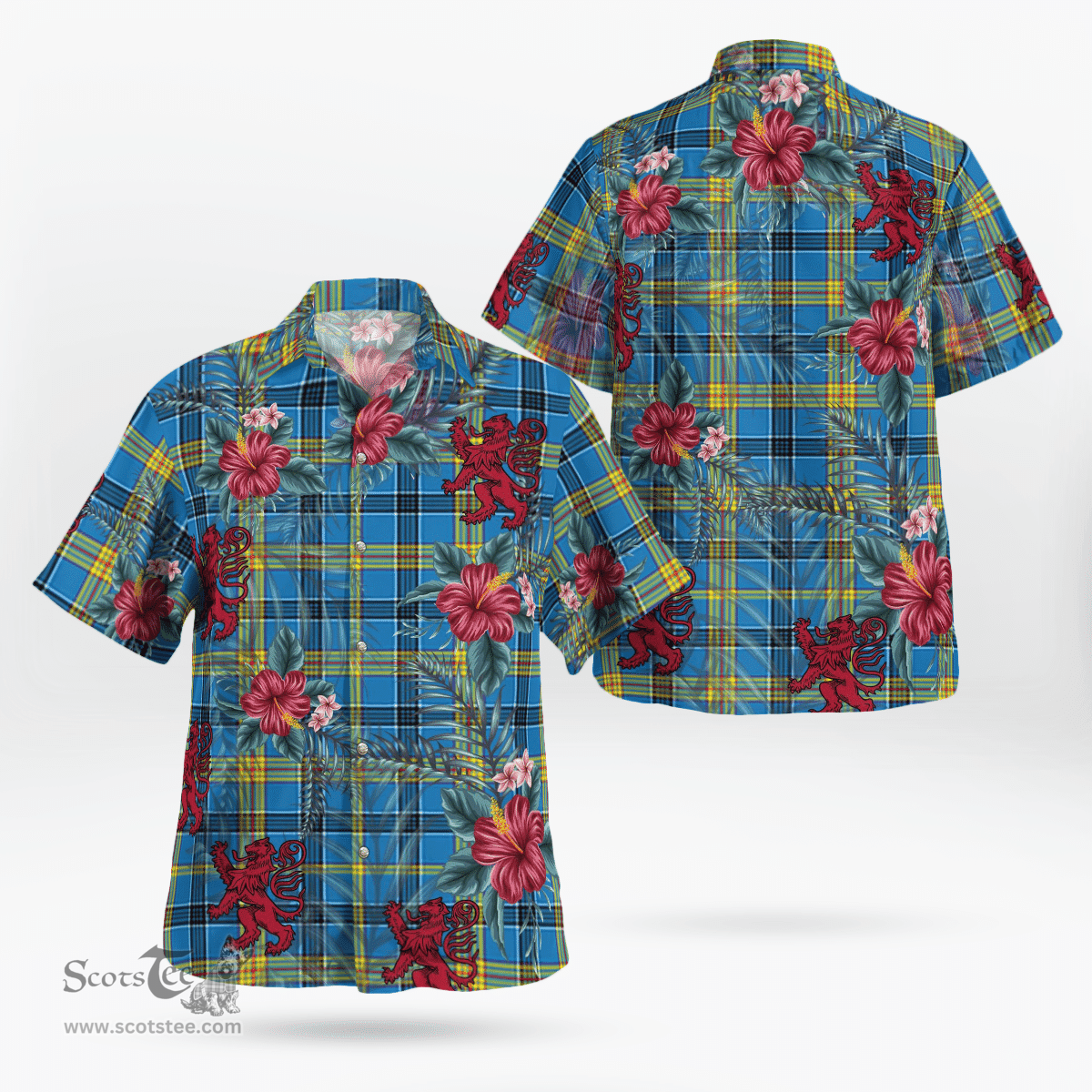 Scottish Clan Laing Tartan Scottish Lion Hawaiian Shirt | Tartan Plaid Shirt Scottish Plaid Tartan Plaid - ScotsTee - scotstee.com