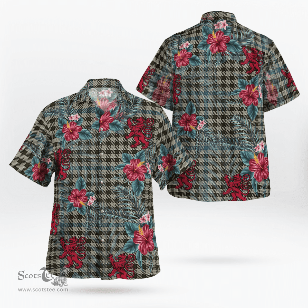 Scottish Clan Haig Check Tartan Scottish Lion Hawaiian Shirt | Tartan Plaid Shirt Scottish Plaid Tartan Plaid - ScotsTee - scotstee.com