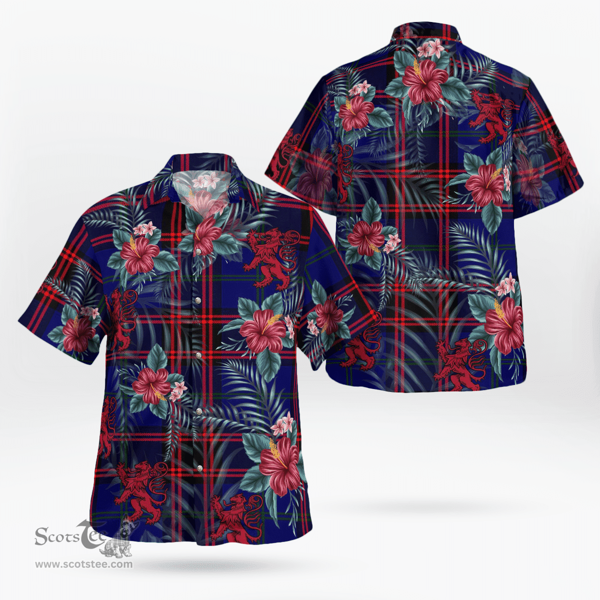 Scottish Clan Home Modern Tartan Scottish Lion Hawaiian Shirt | Tartan Plaid Shirt Scottish Plaid Tartan Plaid - ScotsTee - scotstee.com