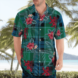 Scottish Clan Graham of Menteith Ancient Tartan Scottish Lion Hawaiian Shirt | Tartan Plaid Shirt Scottish Plaid Tartan Plaid - ScotsTee - scotstee.com