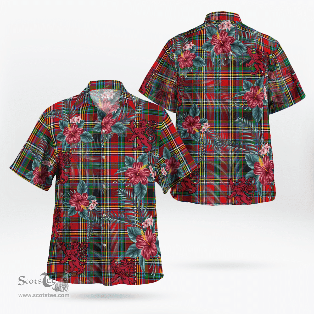 Scottish Clan Anderson of Arbrake Tartan Scottish Lion Hawaiian Shirt | Tartan Plaid Shirt Scottish Plaid Tartan Plaid - ScotsTee - scotstee.com