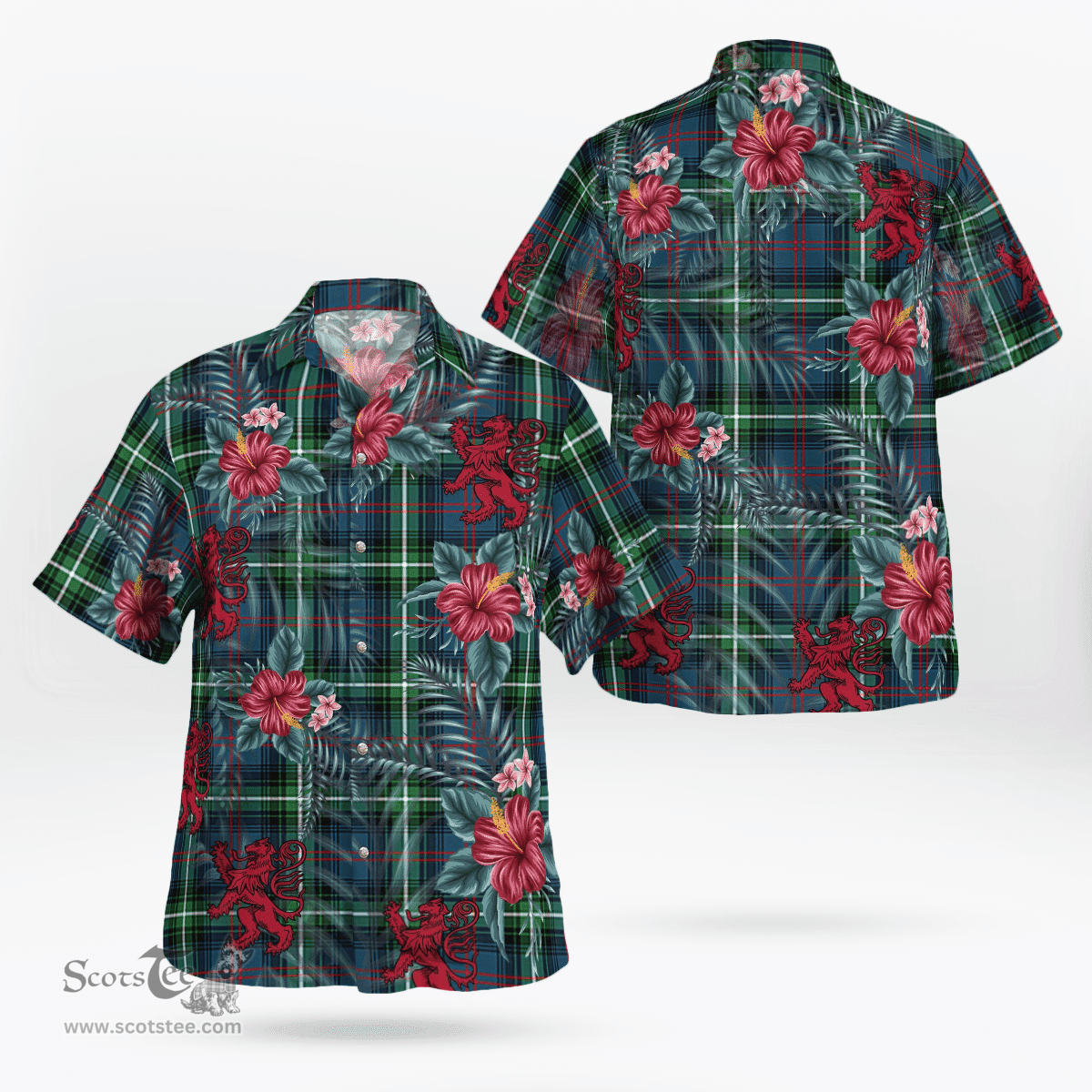 Scottish Clan Scottish Clan Bannatyne 1 Tartan Scottish Lion Hawaiian Shirt | Tartan Plaid Shirt Scottish Plaid Tartan Plaid - ScotsTee - scotstee.com