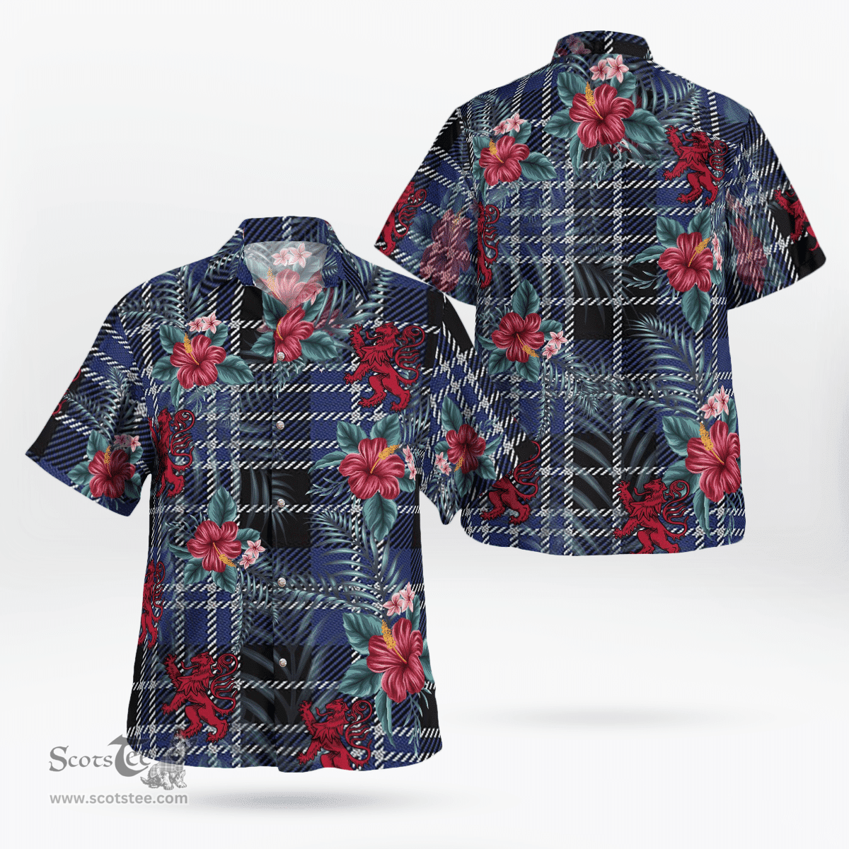 Scottish Clan Clark 1 Tartan Scottish Lion Hawaiian Shirt | Tartan Plaid Shirt Scottish Plaid Tartan Plaid - ScotsTee - scotstee.com