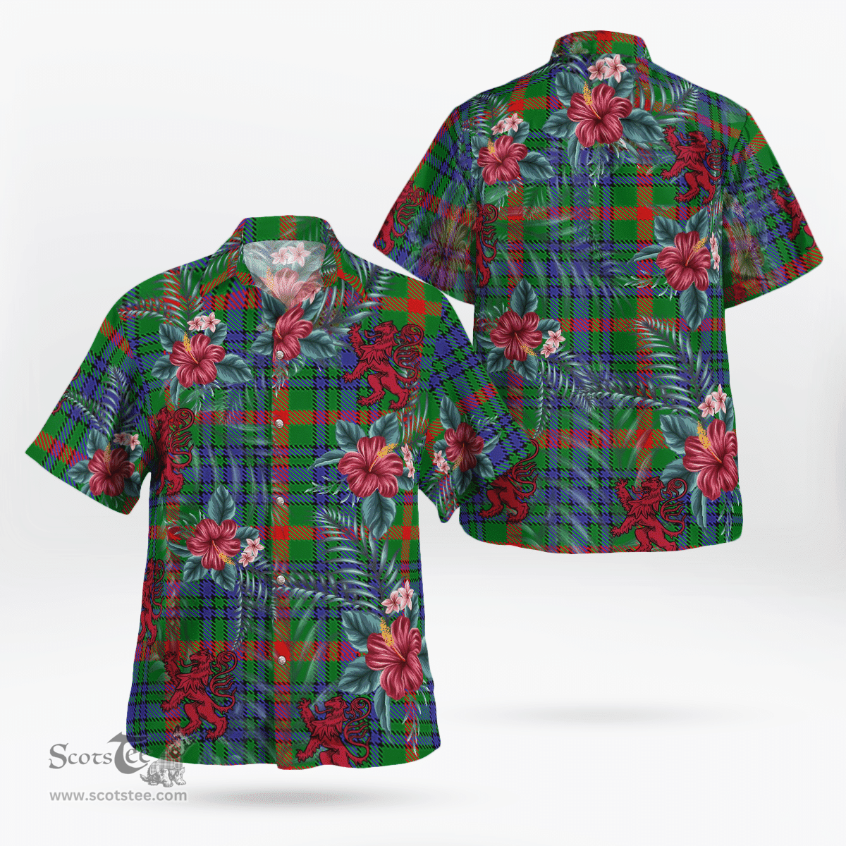Scottish Clan Aiton Tartan Scottish Lion Hawaiian Shirt | Tartan Plaid Shirt Scottish Plaid Tartan Plaid - ScotsTee - scotstee.com