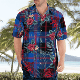 Scottish Clan Angus Modern Tartan Scottish Lion Hawaiian Shirt | Tartan Plaid Shirt Scottish Plaid Tartan Plaid - ScotsTee - scotstee.com