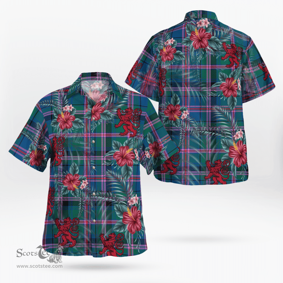 Scottish Clan Cooper Ancient Tartan Scottish Lion Hawaiian Shirt | Tartan Plaid Shirt Scottish Plaid Tartan Plaid - ScotsTee - scotstee.com