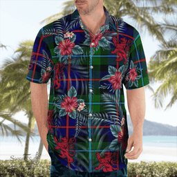 Scottish Clan Campbell of Cawdor Modern Tartan Scottish Lion Hawaiian Shirt | Tartan Plaid Shirt Scottish Plaid Tartan Plaid - ScotsTee - scotstee.com