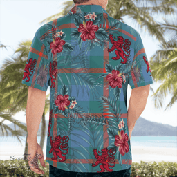 Scottish Clan Agnew Ancient Tartan Scottish Lion Hawaiian Shirt | Tartan Plaid Shirt Scottish Plaid Tartan Plaid - ScotsTee - scotstee.com