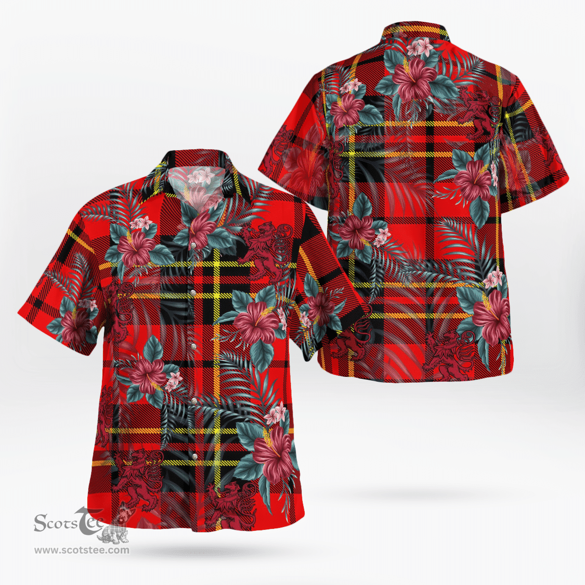 Scottish Clan Brodie Modern Tartan Scottish Lion Hawaiian Shirt | Tartan Plaid Shirt Scottish Plaid Tartan Plaid - ScotsTee - scotstee.com