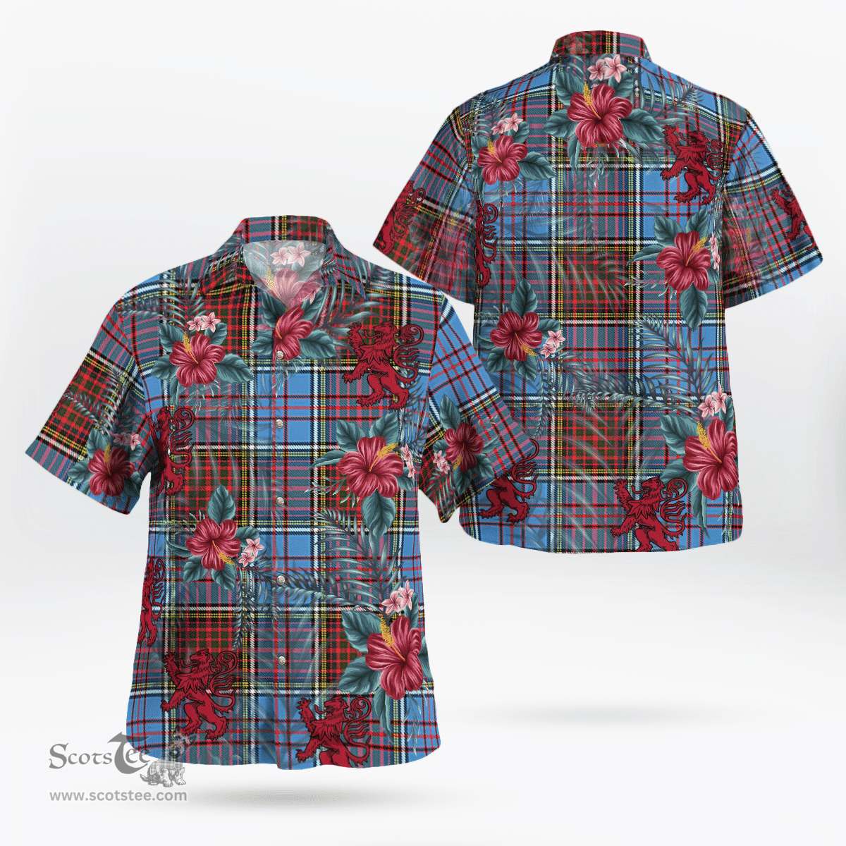 Scottish Clan Anderson Modern Tartan Scottish Lion Hawaiian Shirt | Tartan Plaid Shirt Scottish Plaid Tartan Plaid - ScotsTee - scotstee.com
