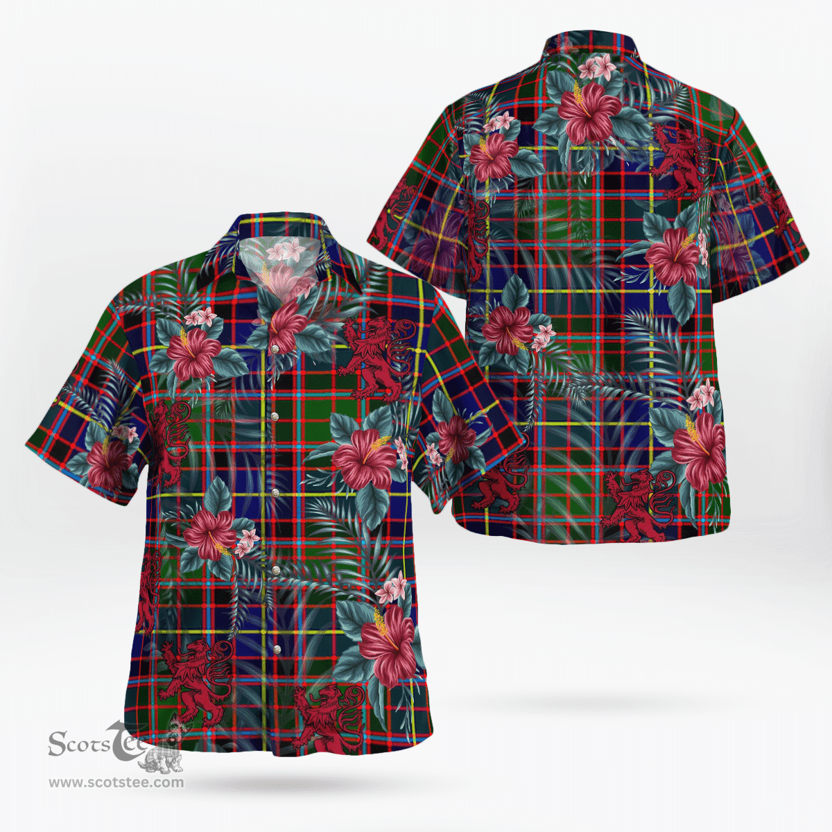 Scottish Clan Aikenhead Tartan Scottish Lion Hawaiian Shirt | Tartan Plaid Shirt Scottish Plaid Tartan Plaid - ScotsTee - scotstee.com