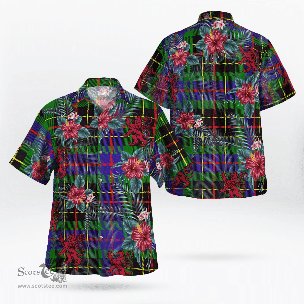 Scottish Clan Brodie Hunting Modern Tartan Scottish Lion Hawaiian Shirt | Tartan Plaid Shirt Scottish Plaid Tartan Plaid - ScotsTee - scotstee.com