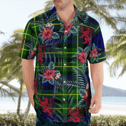 Scottish Clan Campbell of Breadalbane Modern Tartan Scottish Lion Hawaiian Shirt | Tartan Plaid Shirt Scottish Plaid Tartan Plaid - ScotsTee - scotstee.com