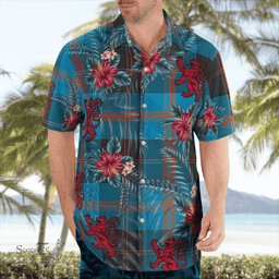 Scottish Clan Angus Ancient Tartan Scottish Lion Hawaiian Shirt | Tartan Plaid Shirt Scottish Plaid Tartan Plaid - ScotsTee - scotstee.com