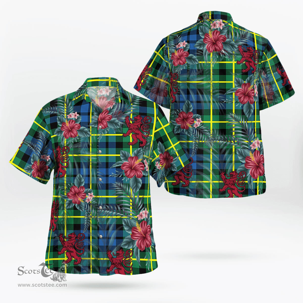 Scottish Clan Campbell of Breadalbane Ancient Tartan Scottish Lion Hawaiian Shirt | Tartan Plaid Shirt Scottish Plaid Tartan Plaid - ScotsTee - scotstee.com