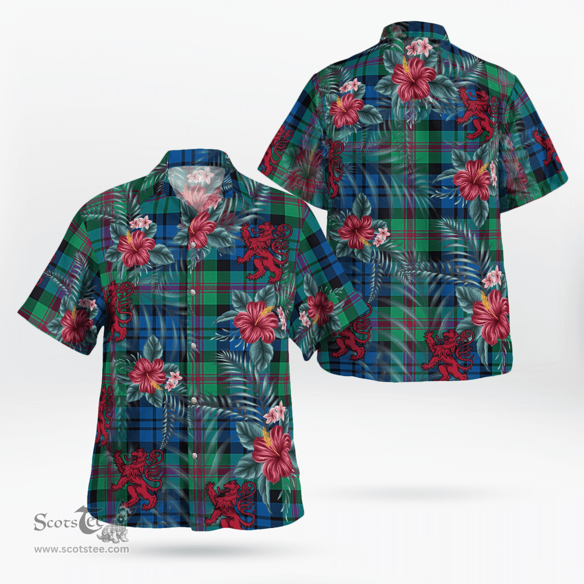 Scottish Clan Baird Ancient Tartan Scottish Lion Hawaiian Shirt | Tartan Plaid Shirt Scottish Plaid Tartan Plaid - ScotsTee - scotstee.com