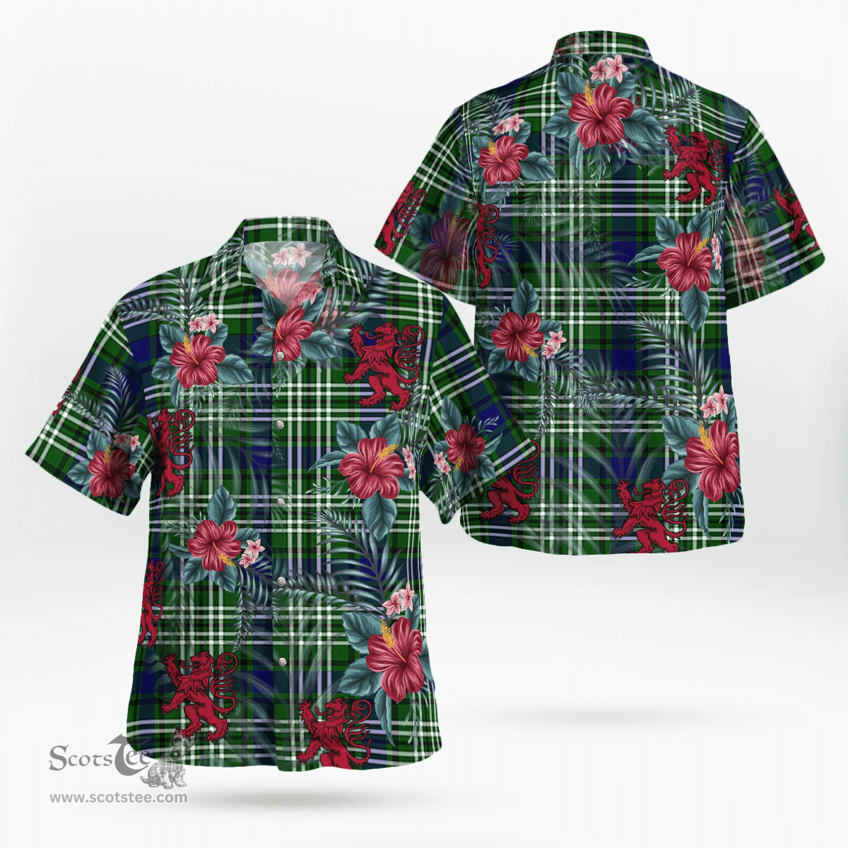 Scottish Clan Blackadder Tartan Scottish Lion Hawaiian Shirt | Tartan Plaid Shirt Scottish Plaid Tartan Plaid - ScotsTee - scotstee.com