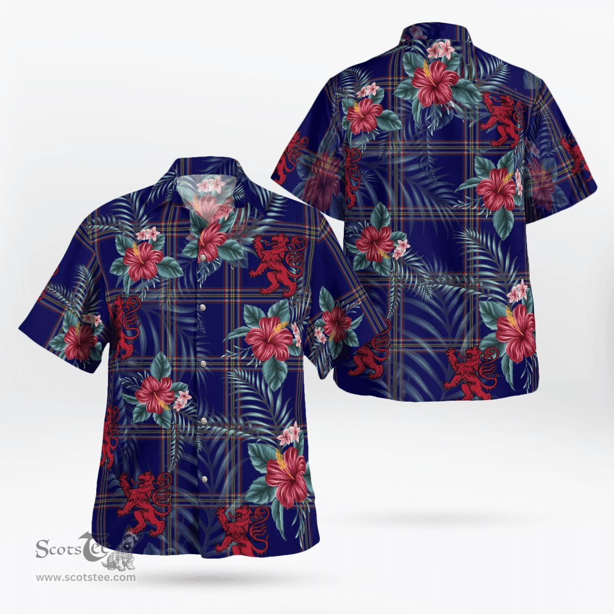 Scottish Clan Crichton Tartan Scottish Lion Hawaiian Shirt | Tartan Plaid Shirt Scottish Plaid Tartan Plaid - ScotsTee - scotstee.com