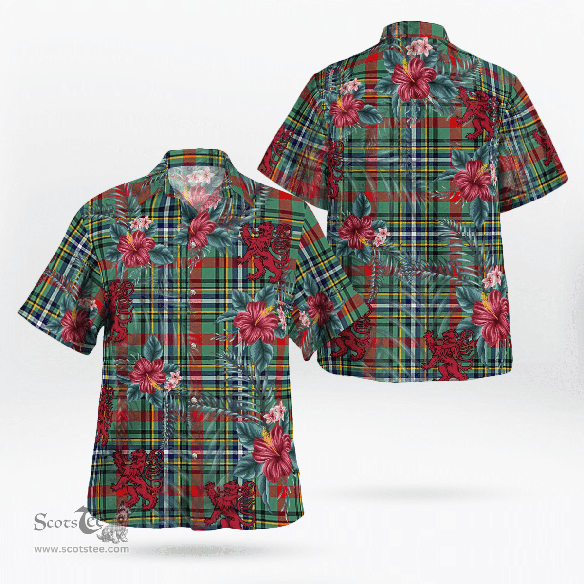 Scottish Clan Bisset 2 Tartan Scottish Lion Hawaiian Shirt | Tartan Plaid Shirt Scottish Plaid Tartan Plaid - ScotsTee - scotstee.com