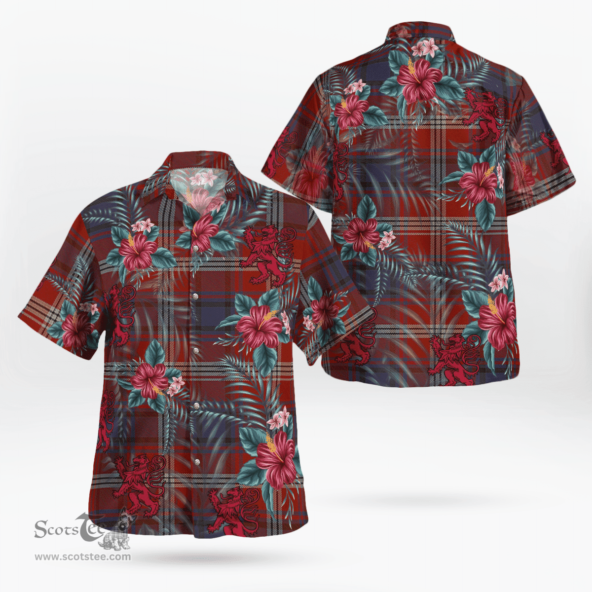 Scottish Clan Ainslie Tartan Scottish Lion Hawaiian Shirt | Tartan Plaid Shirt Scottish Plaid Tartan Plaid - ScotsTee - scotstee.com
