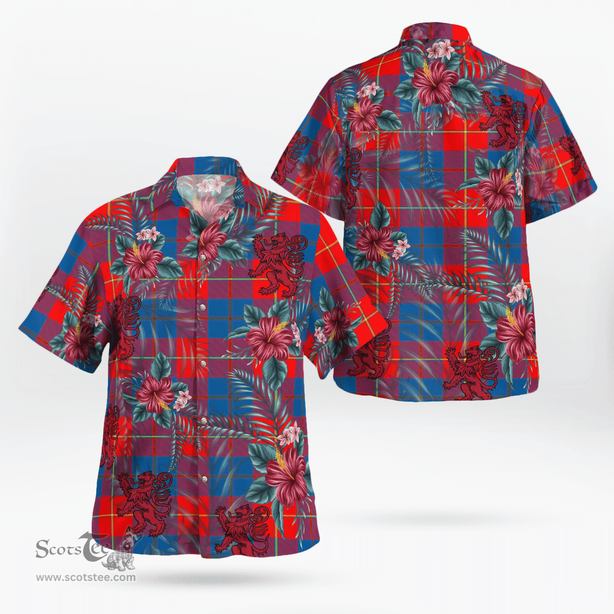 Scottish Clan Blane 2 Tartan Scottish Lion Hawaiian Shirt | Tartan Plaid Shirt Scottish Plaid Tartan Plaid - ScotsTee - scotstee.com