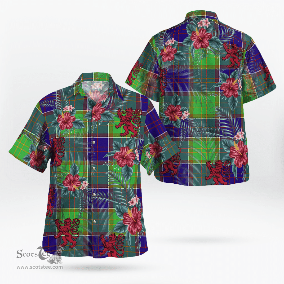 Scottish Clan Colville Tartan Scottish Lion Hawaiian Shirt | Tartan Plaid Shirt Scottish Plaid Tartan Plaid - ScotsTee - scotstee.com