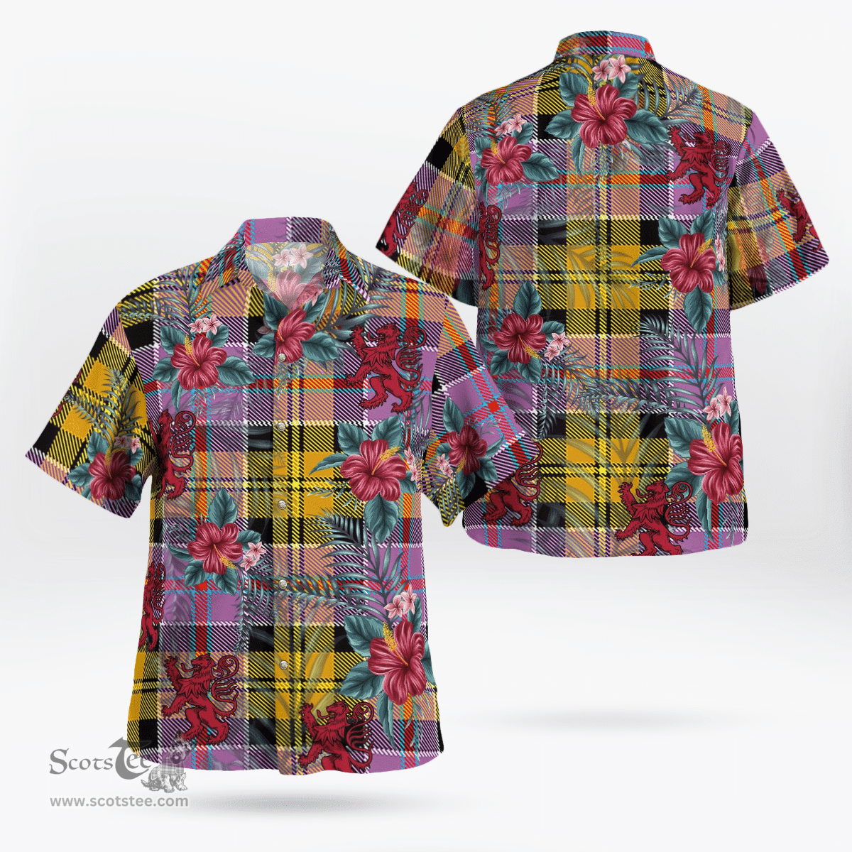 Scottish Clan Culloden Ancient Tartan Scottish Lion Hawaiian Shirt | Tartan Plaid Shirt Scottish Plaid Tartan Plaid - ScotsTee - scotstee.com