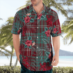 Scottish Clan Crawford Modern Tartan Scottish Lion Hawaiian Shirt | Tartan Plaid Shirt Scottish Plaid Tartan Plaid - ScotsTee - scotstee.com