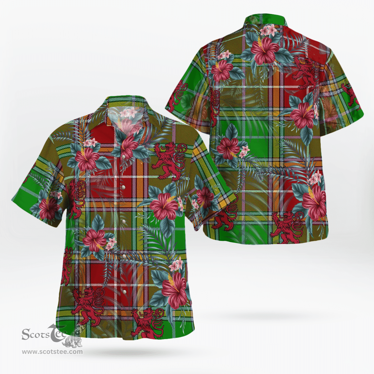 Scottish Clan Baxter Modern Tartan Scottish Lion Hawaiian Shirt | Tartan Plaid Shirt Scottish Plaid Tartan Plaid - ScotsTee - scotstee.com