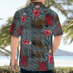 Scottish Clan Blackwatch Weathered Tartan Scottish Lion Hawaiian Shirt | Tartan Plaid Shirt Scottish Plaid Tartan Plaid - ScotsTee - scotstee.com