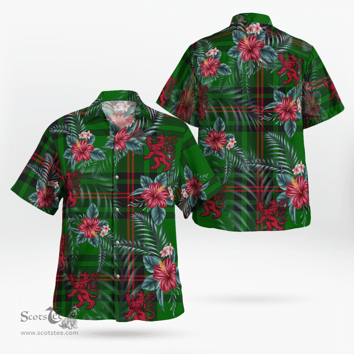 Scottish Clan Fife District Tartan Scottish Lion Hawaiian Shirt | Tartan Plaid Shirt Scottish Plaid Tartan Plaid - ScotsTee - scotstee.com