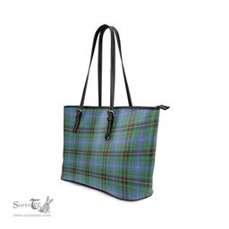 Scottish Davidson Ancient Clan Tartan Leather Tote Bag - Classic Scottish Plaid Tartan Plaid