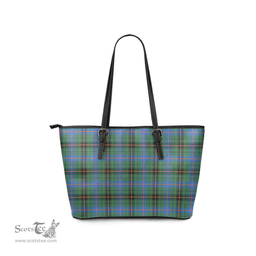 Scottish Davidson Ancient Clan Tartan Leather Tote Bag - Classic Scottish Plaid Tartan Plaid