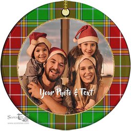 Scottish Baxter Modern Tartan Ornament - Personalized Two Sided Family Christmas Photo Ceramic Ornament Scottish Plaid Tartan Plaid - ScotsTee - scotstee.com
