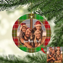 Scottish Baxter Modern Tartan Ornament - Personalized Two Sided Family Christmas Photo Ceramic Ornament Scottish Plaid Tartan Plaid - ScotsTee - scotstee.com