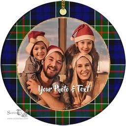 Scottish Colquhoun Modern Tartan Ornament - Personalized Two Sided Family Christmas Photo Ceramic Ornament Scottish Plaid Tartan Plaid - ScotsTee - scotstee.com