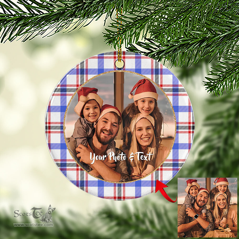 Scottish Boswell Modern Tartan Ornament - Personalized Two Sided Family Christmas Photo Ceramic Ornament Scottish Plaid Tartan Plaid - ScotsTee - scotstee.com