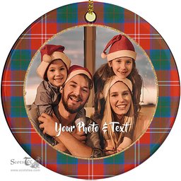 Scottish Chisholm Ancient Tartan Ornament - Personalized Two Sided Family Christmas Photo Ceramic Ornament Scottish Plaid Tartan Plaid - ScotsTee - scotstee.com