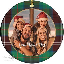 Scottish Chisholm Hunting Ancient Tartan Ornament - Personalized Two Sided Family Christmas Photo Ceramic Ornament Scottish Plaid Tartan Plaid - ScotsTee - scotstee.com
