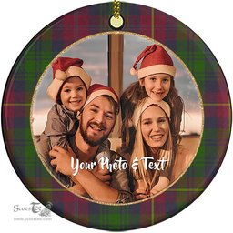 Scottish Cairns Tartan Ornament - Personalized Two Sided Family Christmas Photo Ceramic Ornament Scottish Plaid Tartan Plaid - ScotsTee - scotstee.com