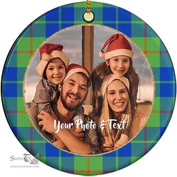 Scottish Barclay Hunting Ancient Tartan Ornament - Personalized Two Sided Family Christmas Photo Ceramic Ornament Scottish Plaid Tartan Plaid - ScotsTee - scotstee.com