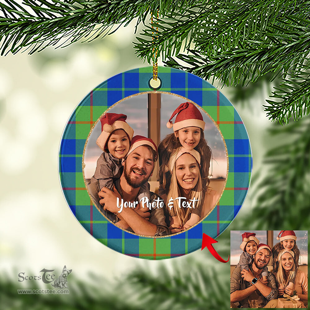 Scottish Barclay Hunting Ancient Tartan Ornament - Personalized Two Sided Family Christmas Photo Ceramic Ornament Scottish Plaid Tartan Plaid - ScotsTee - scotstee.com
