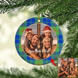 Scottish Barclay Hunting Ancient Tartan Ornament - Personalized Two Sided Family Christmas Photo Ceramic Ornament Scottish Plaid Tartan Plaid - ScotsTee - scotstee.com