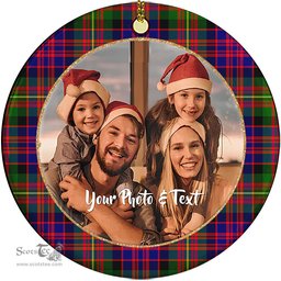 Scottish Carnegie Modern Tartan Ornament - Personalized Two Sided Family Christmas Photo Ceramic Ornament Scottish Plaid Tartan Plaid - ScotsTee - scotstee.com