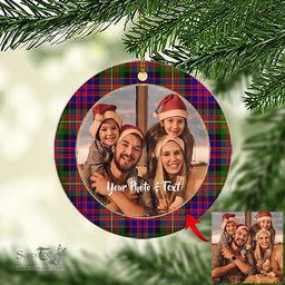 Scottish Carnegie Modern Tartan Ornament - Personalized Two Sided Family Christmas Photo Ceramic Ornament Scottish Plaid Tartan Plaid - ScotsTee - scotstee.com